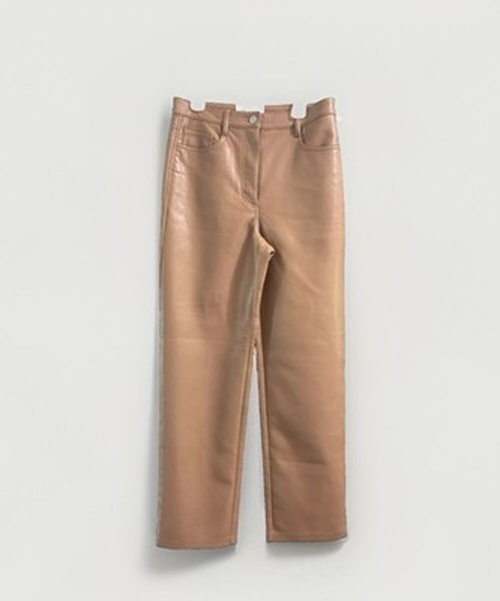 Aritzia Wilfred Women Size 4 Brown Faux Vegan Leather Straight Leg Melina Pants